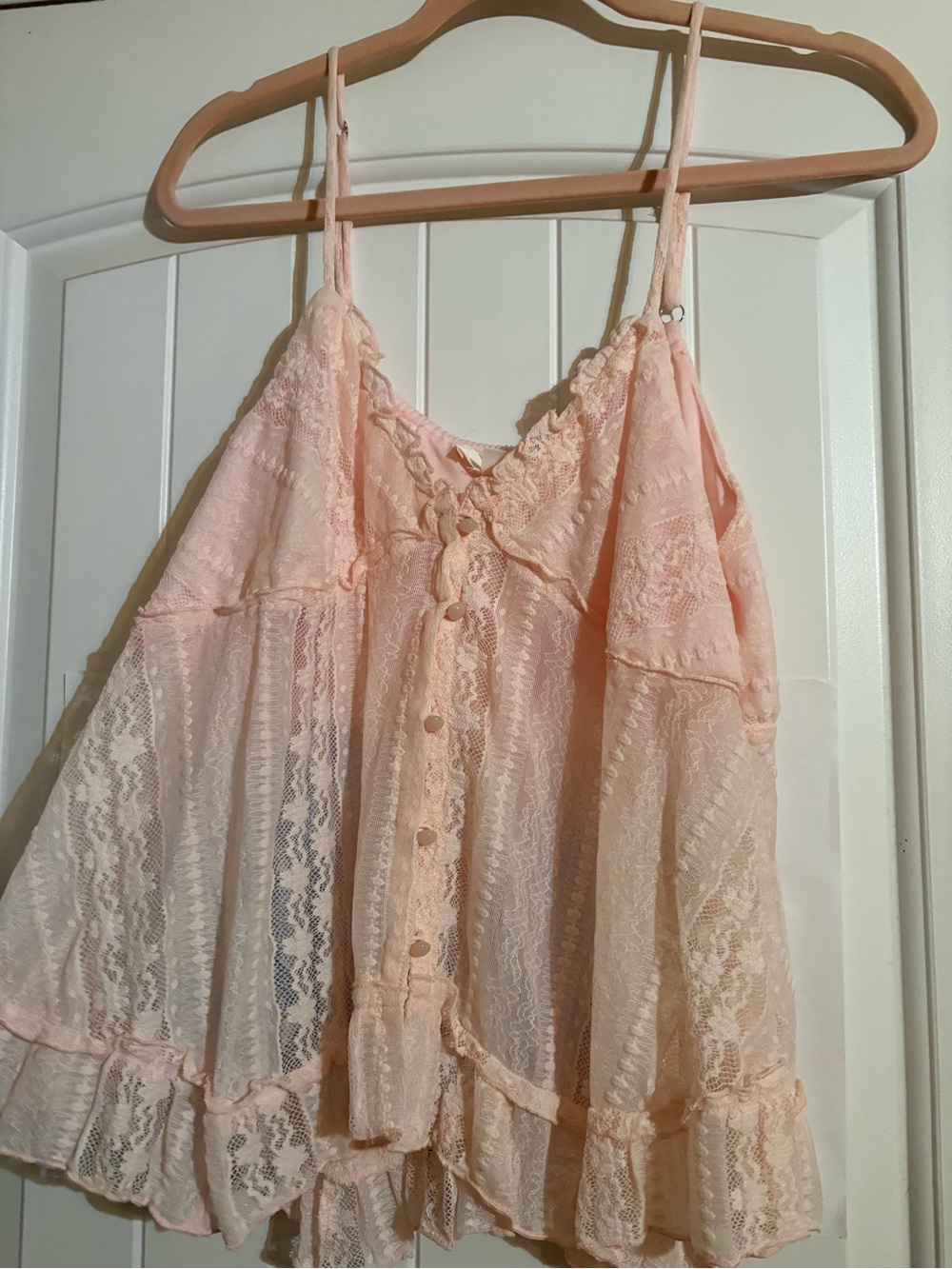 Lace Button-Front Peach Camisole